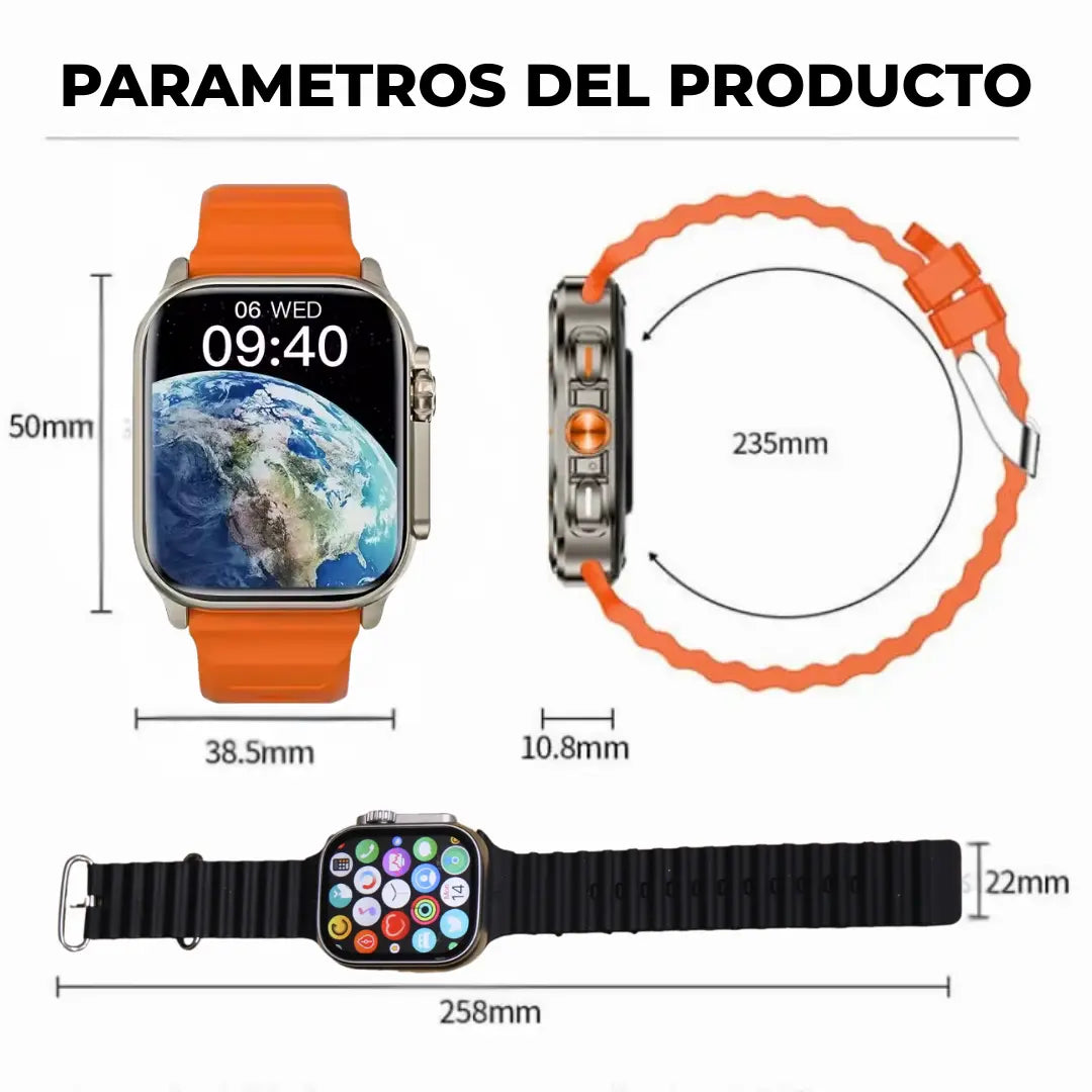 Reloj Smartwatch T10 Ultra 2.0 - Incluye 4 Pulsos