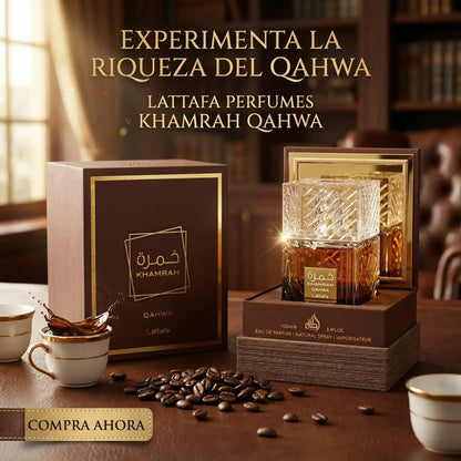 Perfume Khamrah Qahwa by Lattafa En Estuche + Obsequio
